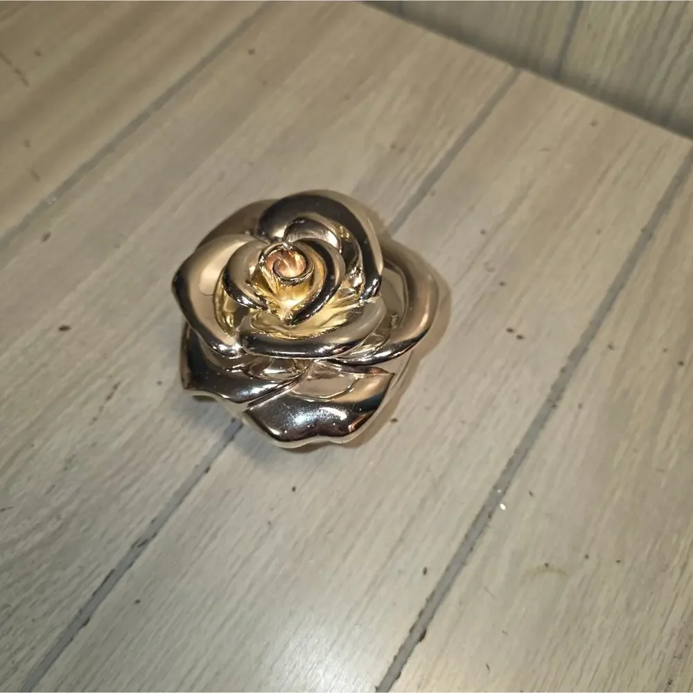 Vtg Silver Rose Felted Jewlery Box Trinket Gift Box 4